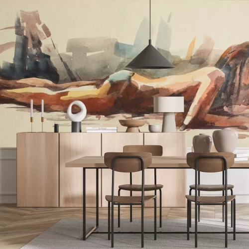 Fototapete Aquarellaufnahme einer erotischen Frau