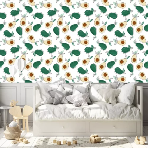 Tapete Grafische Avocado mit Kernen