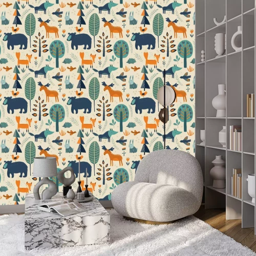 Tapete Wilde Tiere im Wald