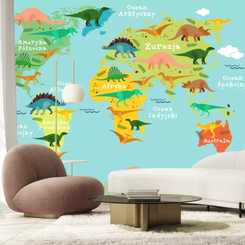 Sticker Karte in polnischer Sprache mit Dinosauriern