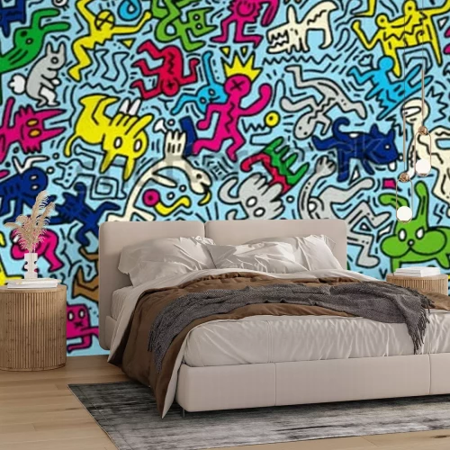 Fototapete Muster mit lustigen Comic-Figuren