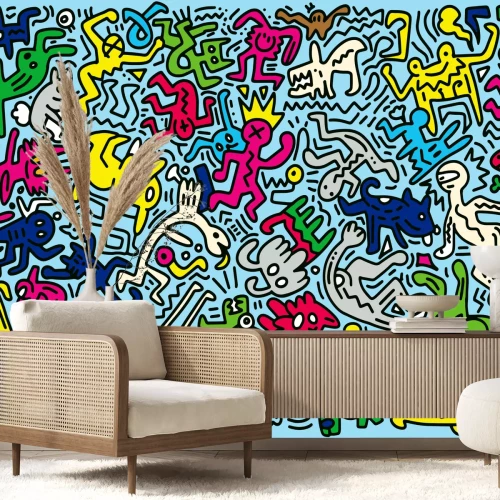 Fototapete Muster mit lustigen Comic-Figuren