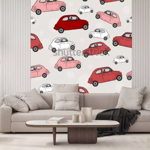 Sticker Vektor nahtlose Illustration, Autos