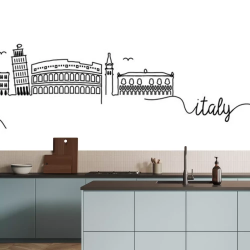 Sticker Italy City Skyline Doodle Sign