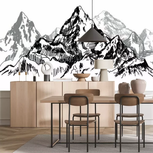 Sticker Skizze von spitzen Berggipfeln