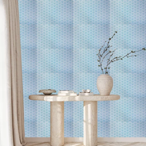 Tapete Hintergrund der blauen japanischen gepunkteten Artwellenmuster-Teture