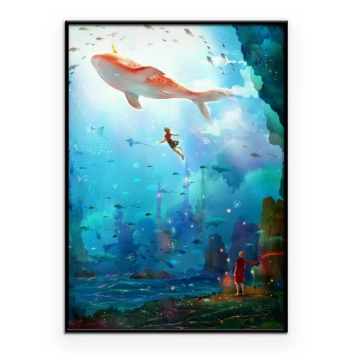 Poster Ein magisches Land mit einem Unterwasserschloss