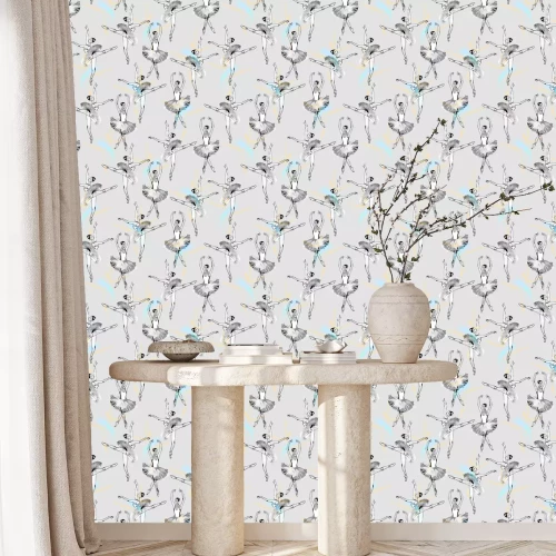 Tapete Mädchenhaftes Muster mit Ballerinen