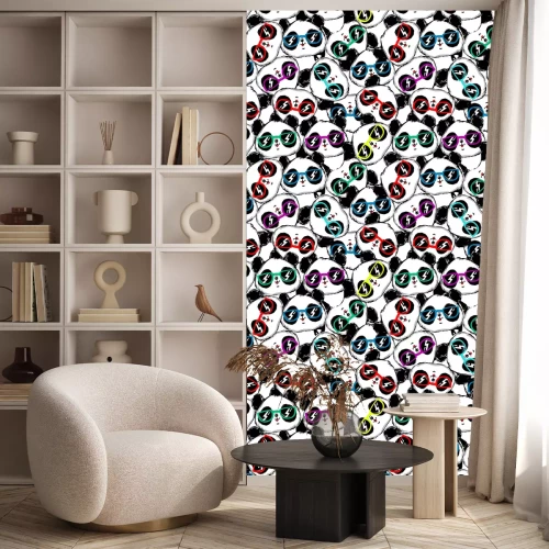 Tapete Pandas in farbigen Gläsern