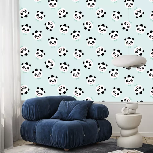 Tapete Lustige Pandas mit Hüten