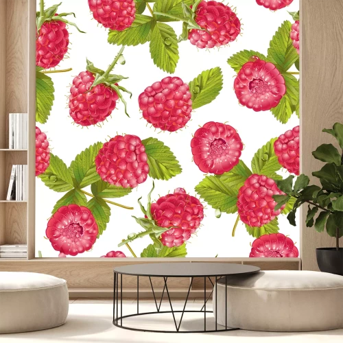 Sticker Himbeeren Retro Illustrationen auf weißem Hintergrund