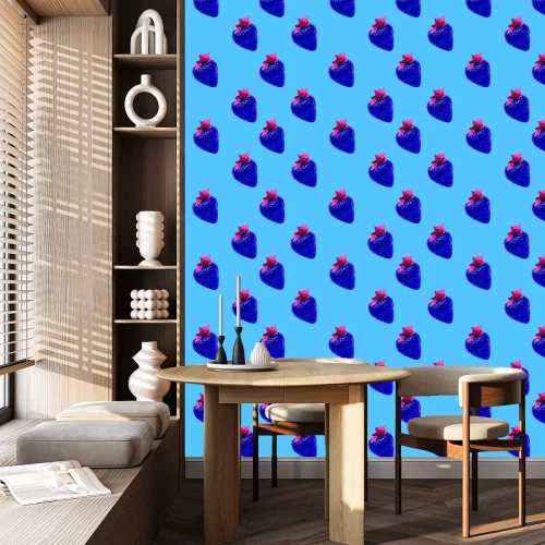 Tapete Mund-Sprechblasen und Inschriften auf blauem Hintergrund