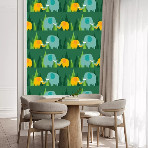 Tapete Großer und kleiner Elefant auf dem Hintergrund der Natur