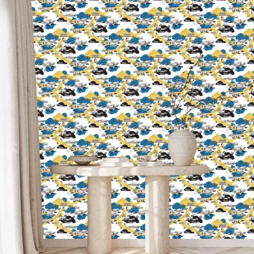 Tapete Vektorillustration des nahtlosen Hintergrunds mit den traditionellen koreanischen Motiven. Design für Webdesign, Druckprojekt, Poster, Einladung, Broschüre, Rap und Sammelalbum