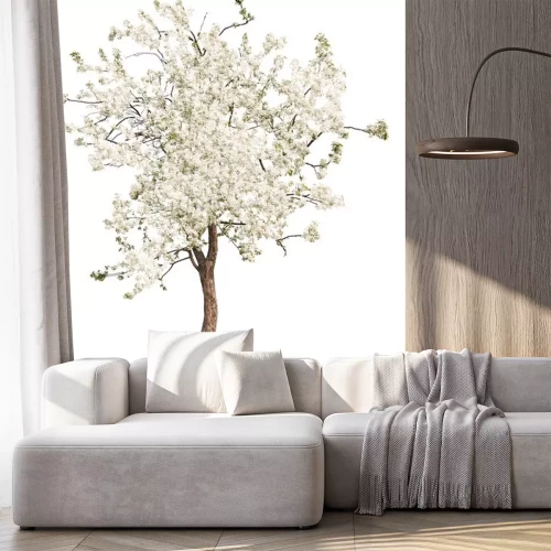 Sticker weiße Farbe isoliert blühenden Apfelbaum