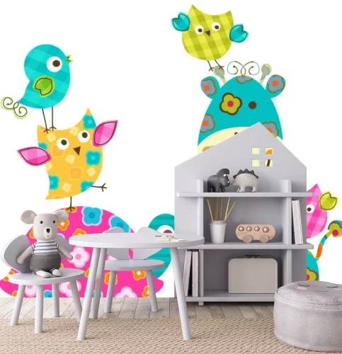 Sticker niedlichen Vögeln, Giraffe und Schildkröte