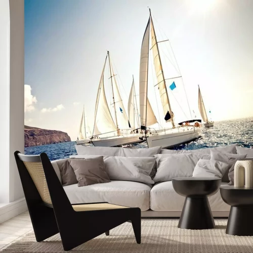 Fototapete Ansicht von Segelbooten auf dem Wasser