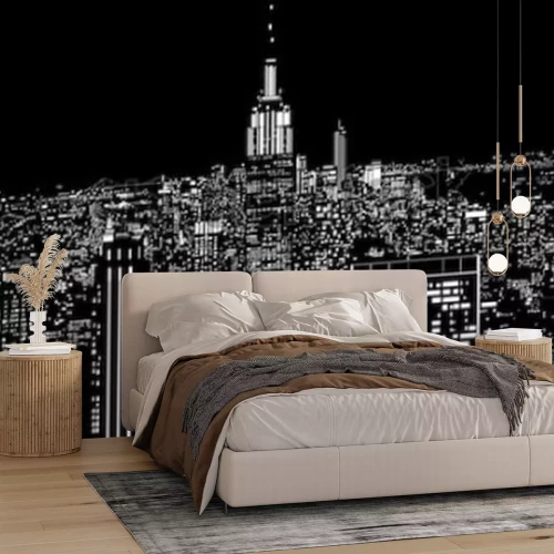 Fototapete Schwarz-weiße Stadtlichter