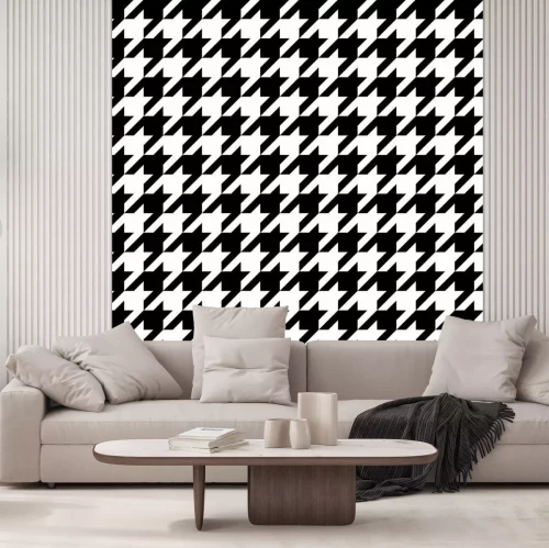 Fototapete Schwarz-weißes Pepitamuster