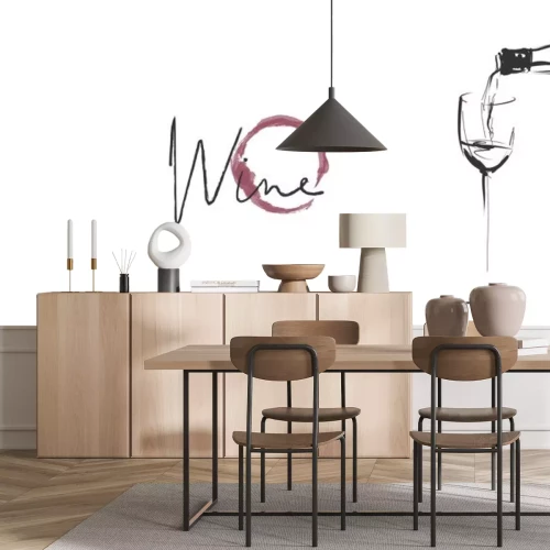 Sticker Einfache Grafik mit Wein und Aufschrift