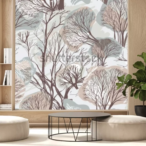 Sticker Nahtloses Muster mit Bäumen