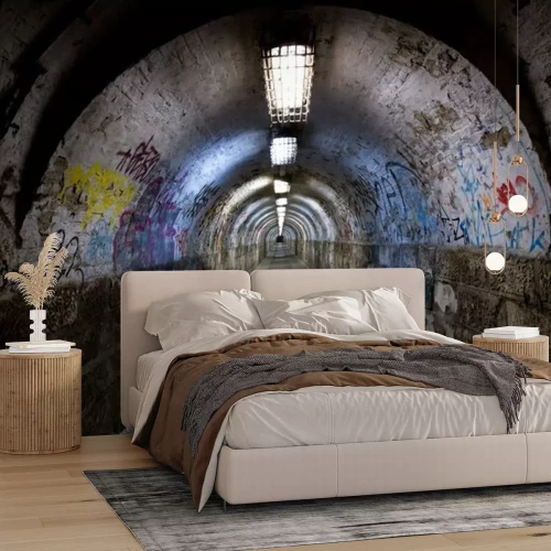 Fototapete Alter Straßentunnel mit Graffiti