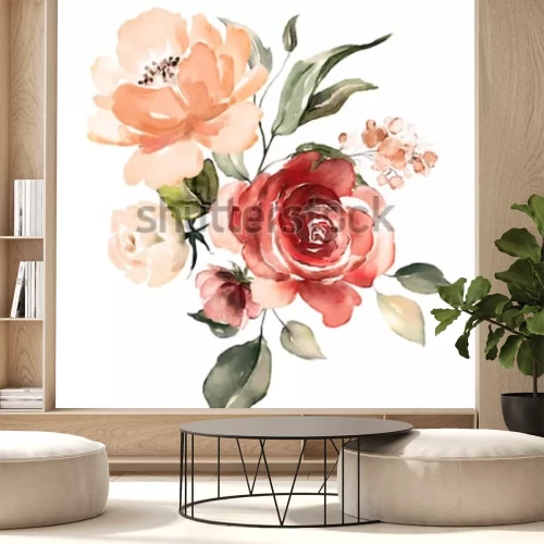 Sticker Puderrosa und rote Rosen