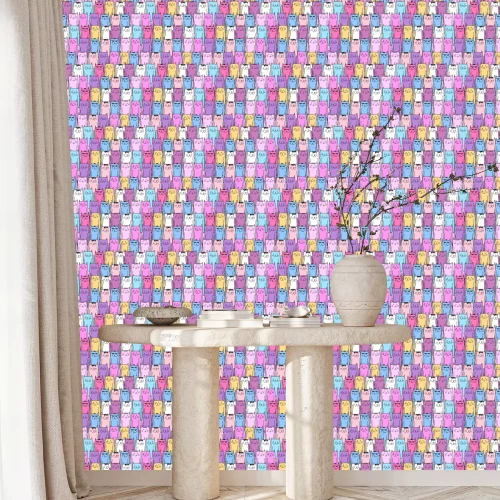 Tapete Netter nahtloser Musterhintergrund der niedlichen Katze. Vektorillustration