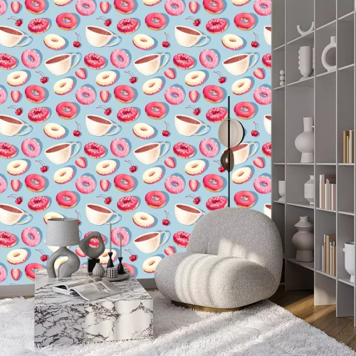 Tapete Kaffee und Donuts