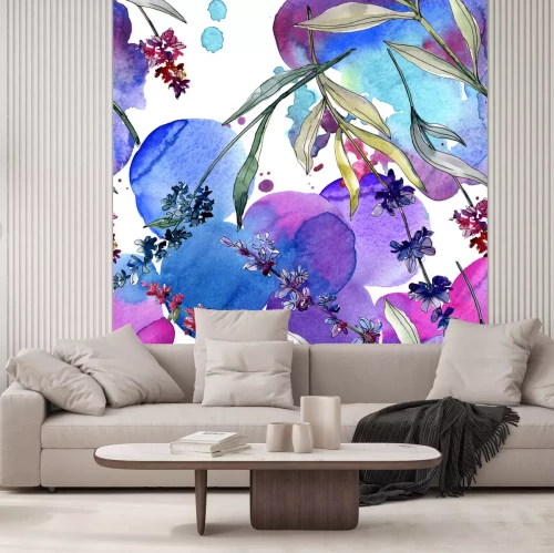 Sticker Lavendel auf Aquarell-Hintergrund