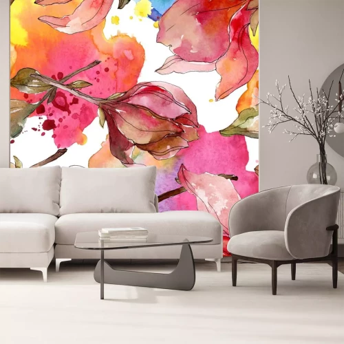 Sticker Zarte Blumen mit Aquarellfarben gemalt