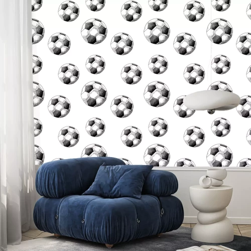 Tapete Fußball auf weißem Hintergrund gezeichnet