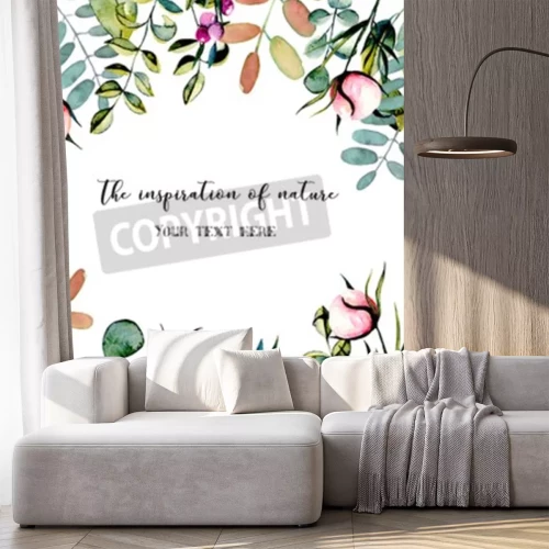 Sticker Blumen mit Blättern umgeben die Inschrift