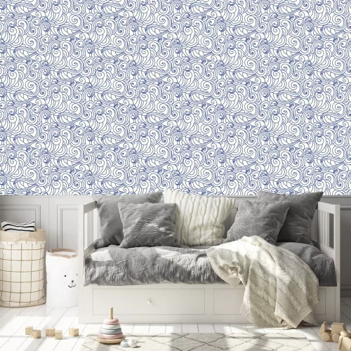 Tapete Japanese, Chinese ocean waves, clouds seamless pattern
