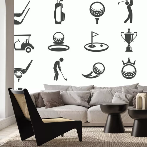 Sticker Golf Sport auf einfachen Symbolen dargestellt