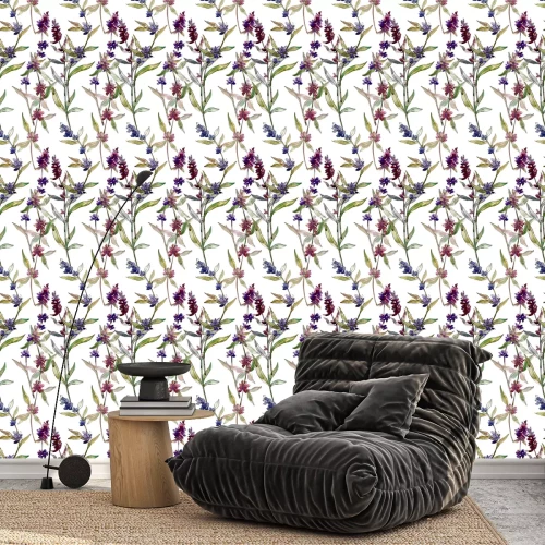 Tapete Aquarell-Lavendel in Herbstfarben
