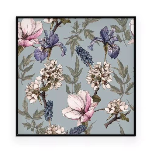 Poster Romantische Magnolien in Blau