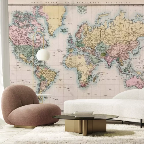 Fototapete Dokument mit alter Weltkarte