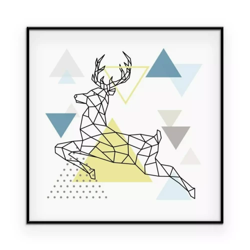 Poster Geometrische Silhouette eines springenden Hirsches