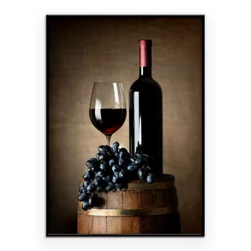 Poster Ein Glas und eine Flasche Rotwein