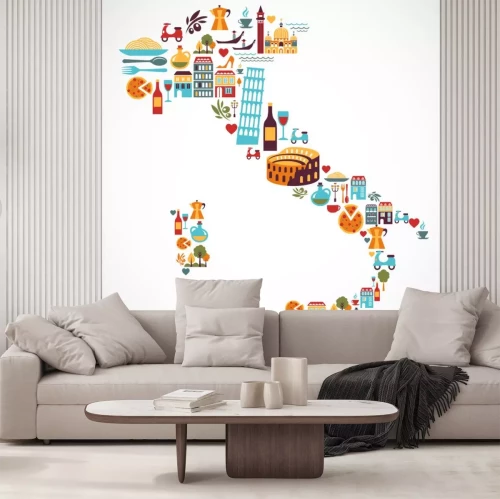 Sticker Italien-Karte mit Vektor-Icons