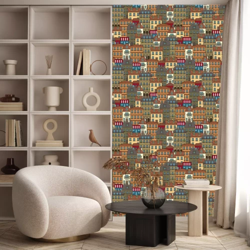 Tapete nahtloses Muster mit Häusern und Gebäuden der Pariser Vektorillustration