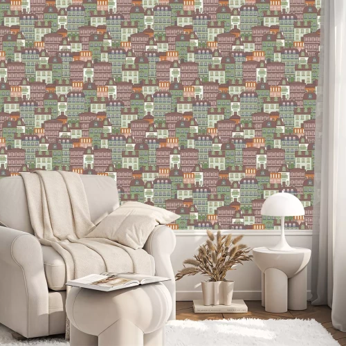 Tapete nahtloses Muster mit Häusern und Gebäuden der Pariser Vektorillustration