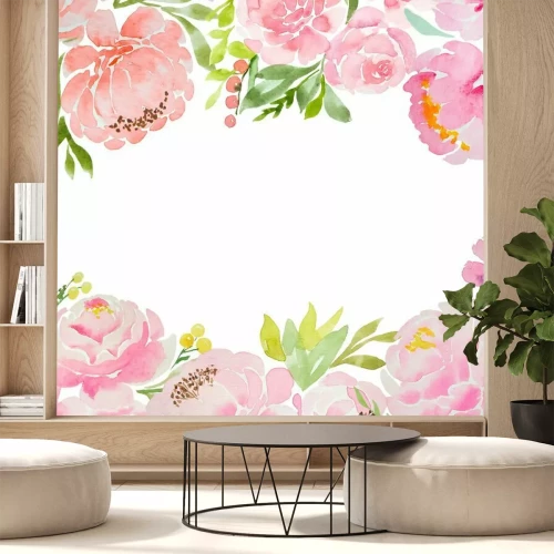 Fototapete Zarte Komposition aus rosa Blumen