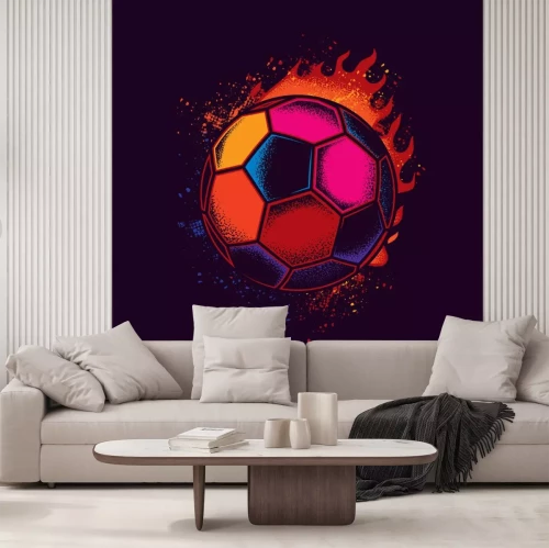 Sticker Kontrastreiche Grafik mit einem von Flammen umgebenen Ball