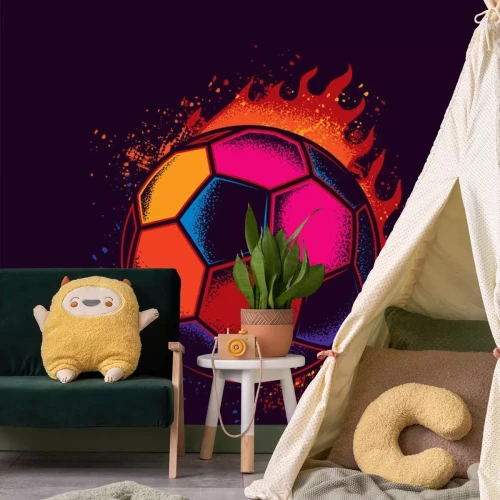 Sticker Kontrastreiche Grafik mit einem von Flammen umgebenen Ball