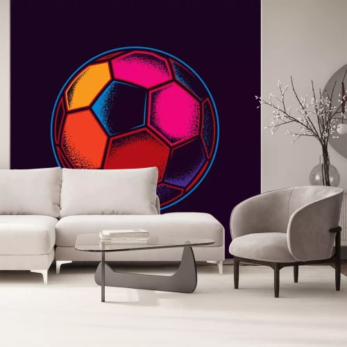 Sticker Mehrfarbiger Fußball auf dunklem Hintergrund