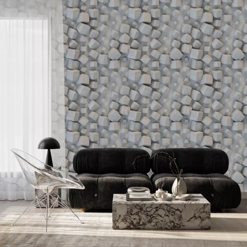 Tapete Seamless pattern concrete cubes 3D rendering