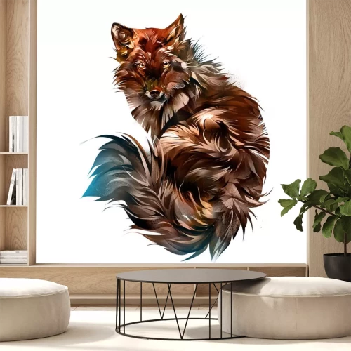 Sticker Rotfuchs mit braunen Streifen im Fell