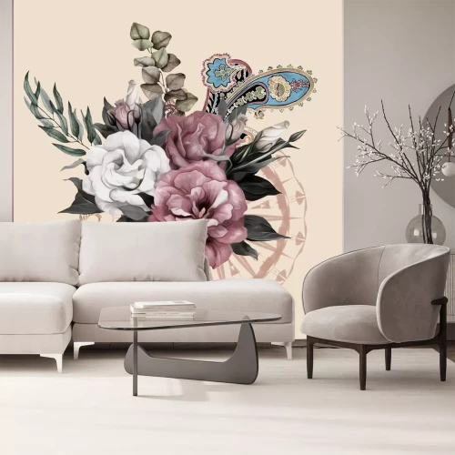 Sticker hand drawn illustration of flowers